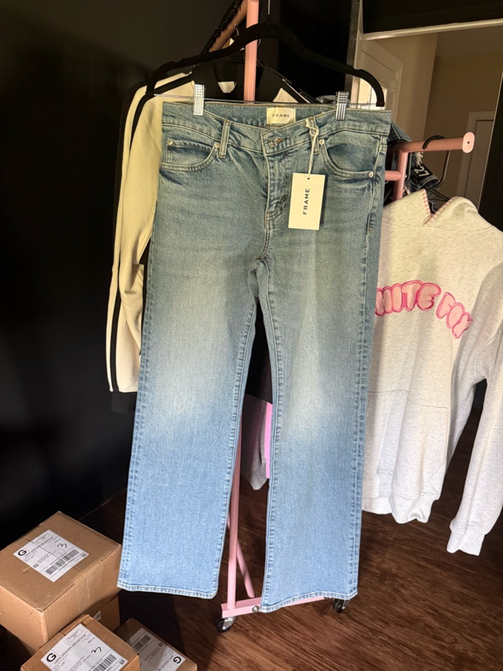 Frame Denim Light Blue Straight-Leg Jeans